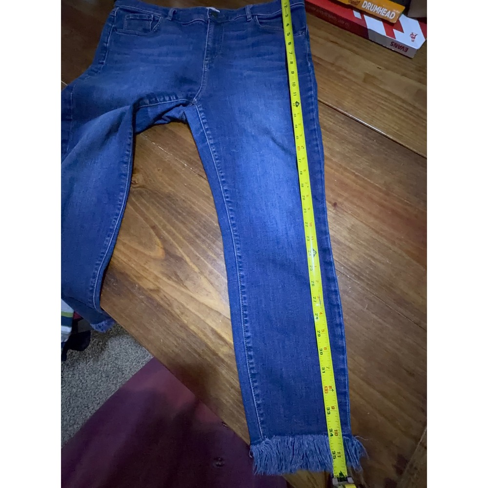 LOFT Outlet Frayed Hem Ankle Jeans Womens 14 Blue Mid Rise Skinny Stretch Denim - Picture 12 of 12